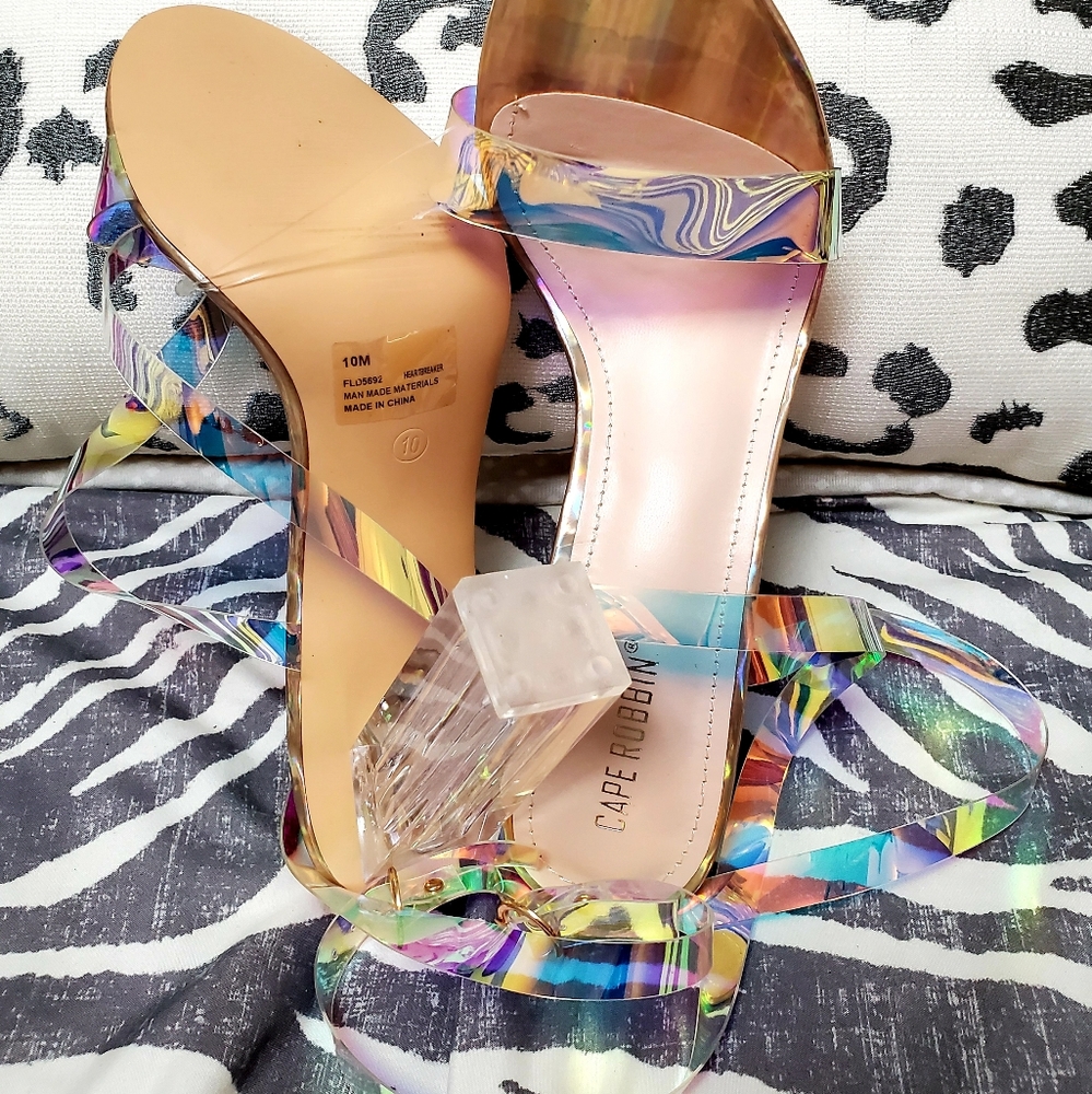 Cape Robbin Nude Clear Block Heel Gem